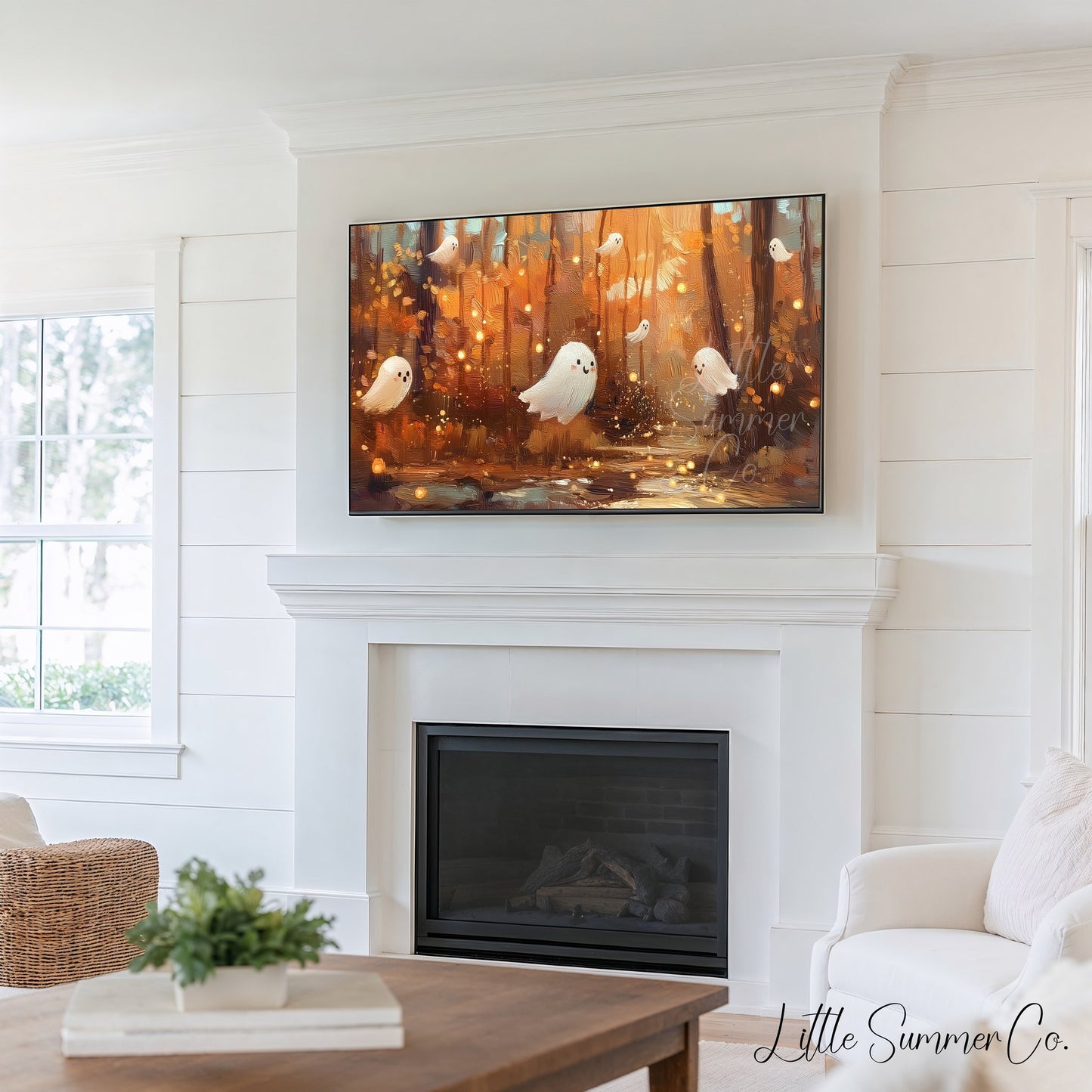 Whimsical Pumpkin Scenes Frame TV Art Bundle displayed on a TV
