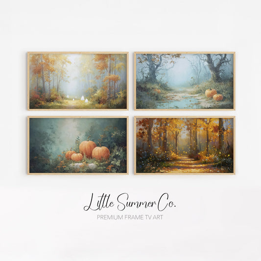 Misty Forest Scenes Frame TV Art Bundle displayed on a TV