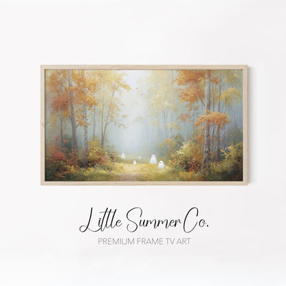 Misty Forest Scenes Frame TV Art Bundle displayed on a TV
