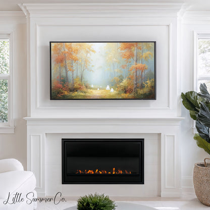Misty Forest Scenes Frame TV Art Bundle displayed on a TV