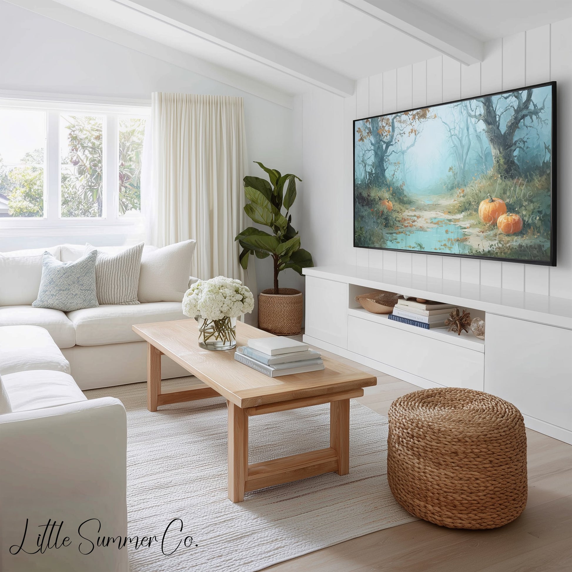 Misty Forest Scenes Frame TV Art Bundle displayed on a TV