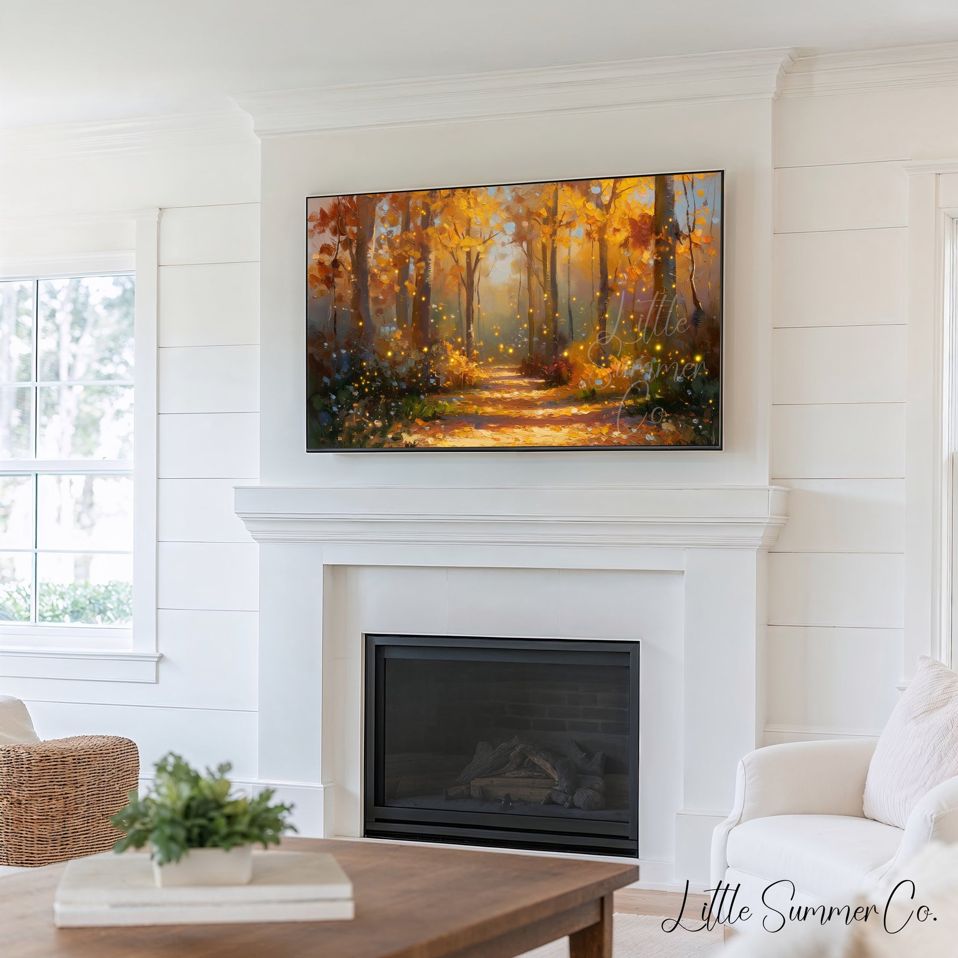 Misty Forest Scenes Frame TV Art Bundle displayed on a TV