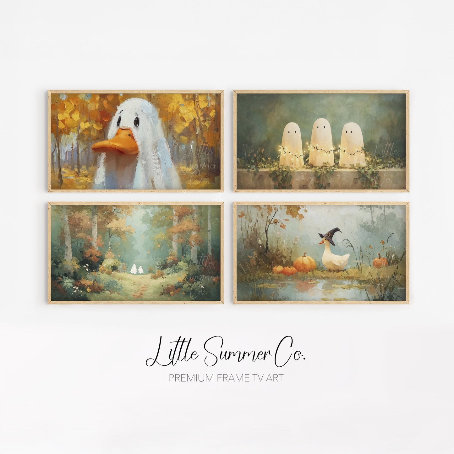 Cute Spooky Creatures Frame TV Art Bundle displayed on a TV