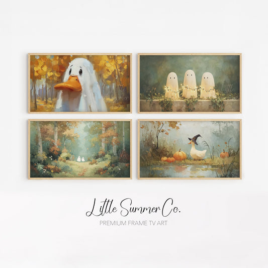 Cute Spooky Creatures Frame TV Art Bundle displayed on a TV