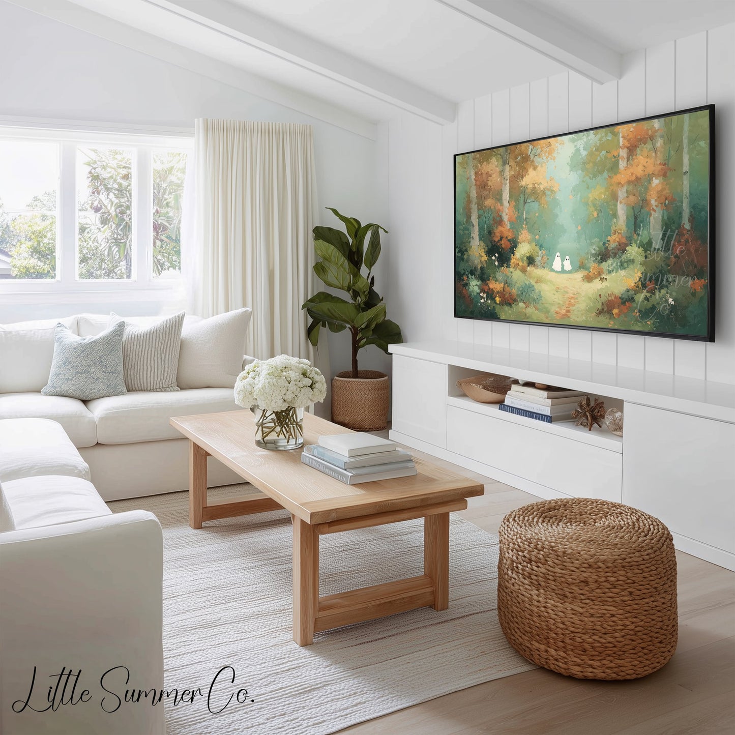 Cute Spooky Creatures Frame TV Art Bundle displayed on a TV