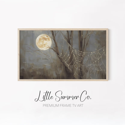 Misty Spider Webs Frame TV Art Bundle displayed on a TV