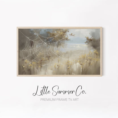 Misty Spider Webs Frame TV Art Bundle displayed on a TV