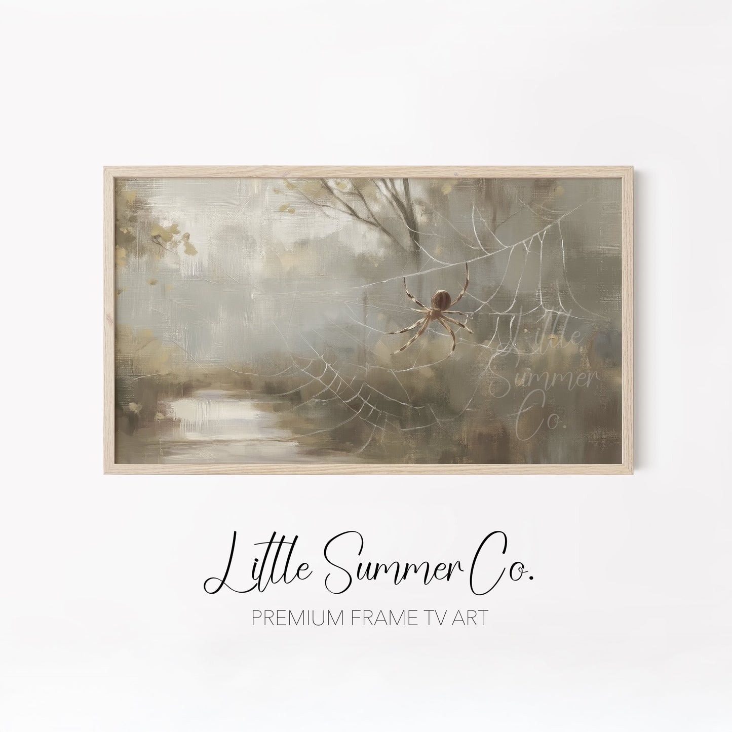 Misty Spider Webs Frame TV Art Bundle displayed on a TV
