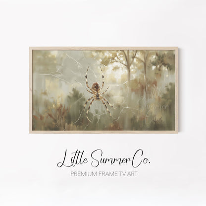 Misty Spider Webs Frame TV Art Bundle displayed on a TV