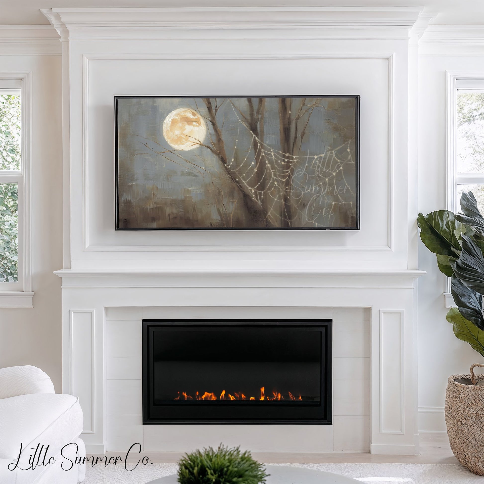 Misty Spider Webs Frame TV Art Bundle displayed on a TV