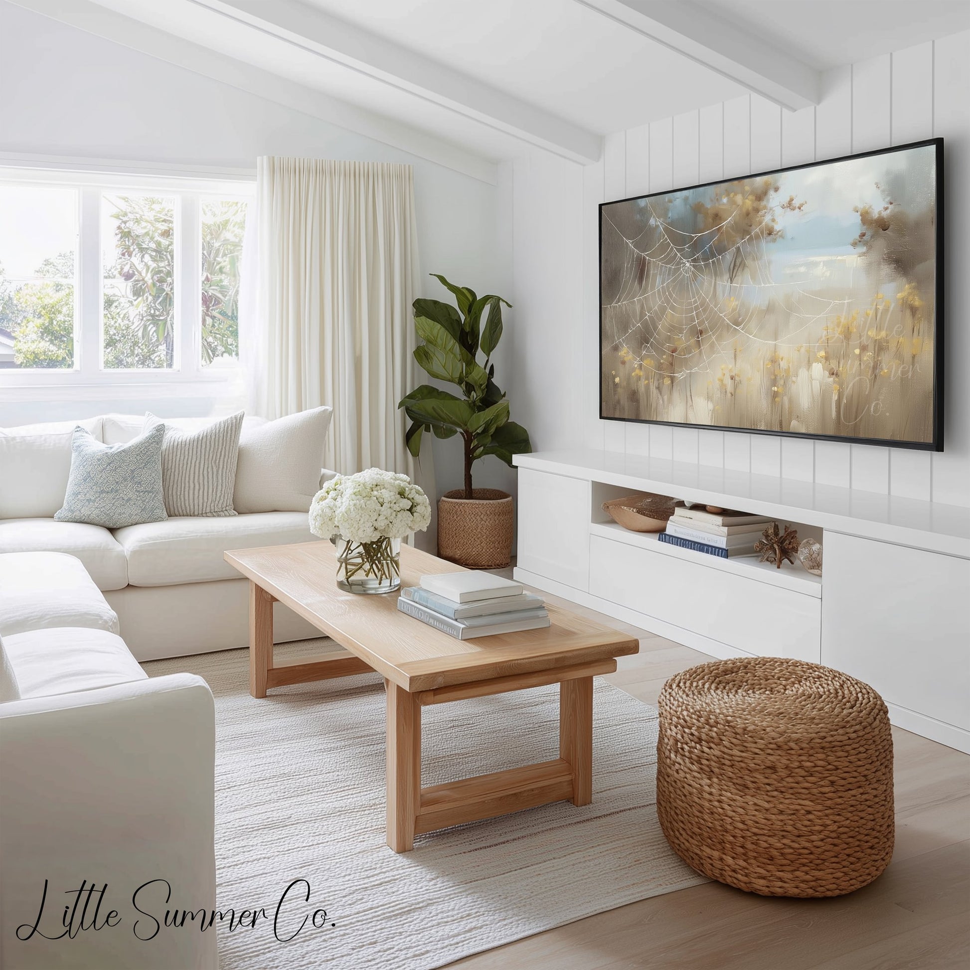 Misty Spider Webs Frame TV Art Bundle displayed on a TV