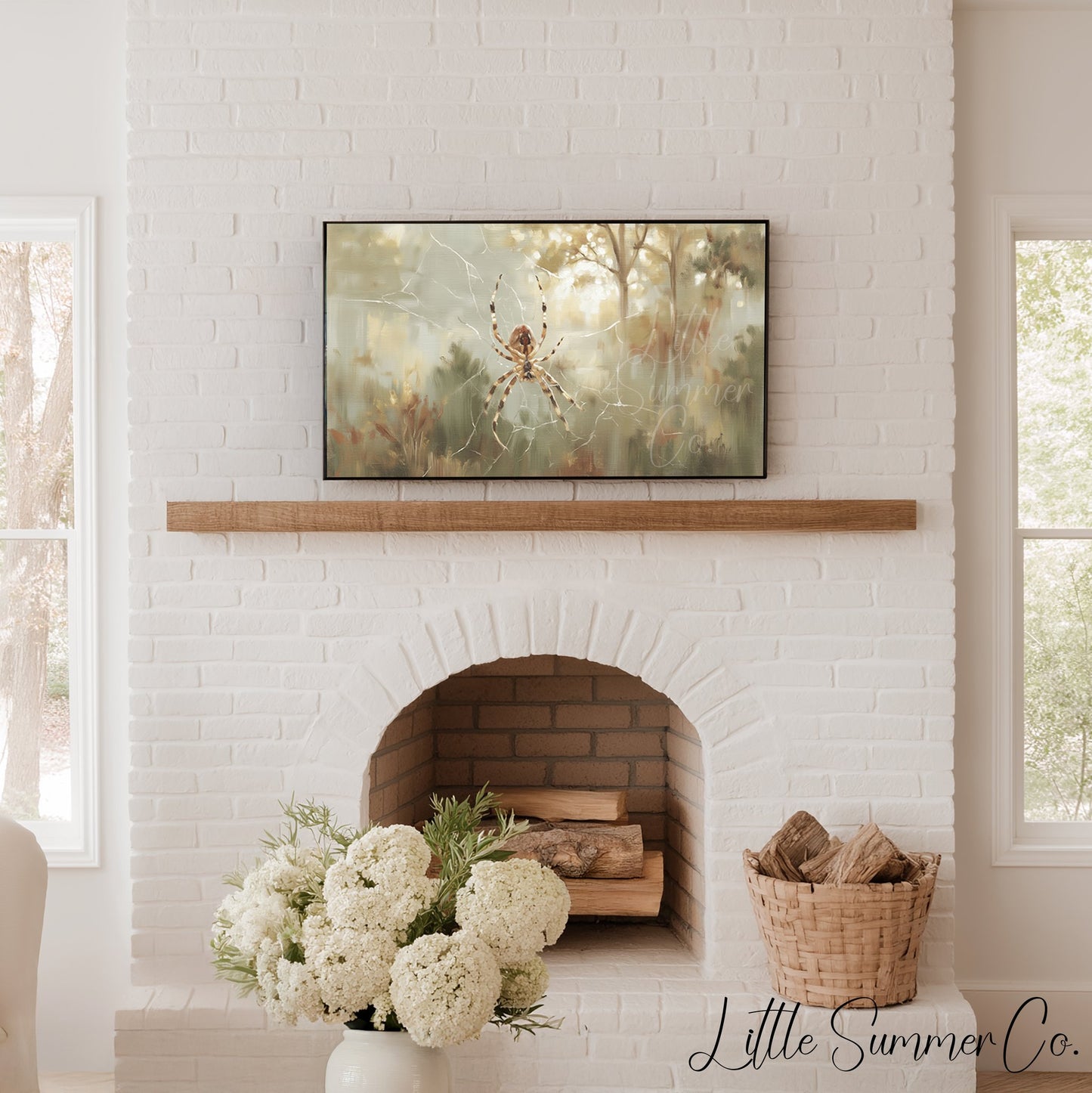 Misty Spider Webs Frame TV Art Bundle displayed on a TV