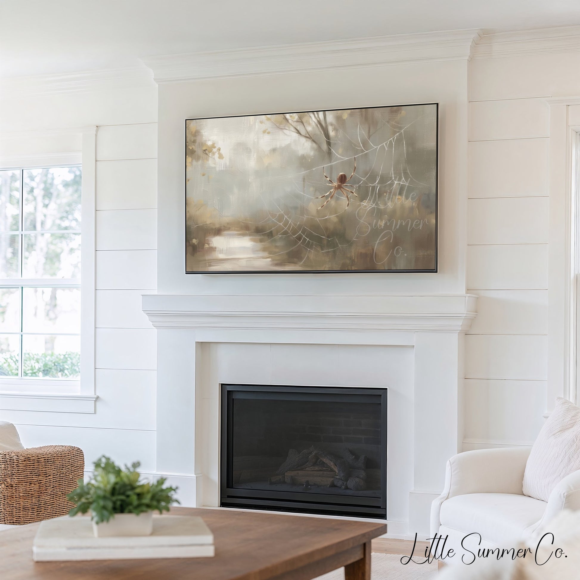 Misty Spider Webs Frame TV Art Bundle displayed on a TV