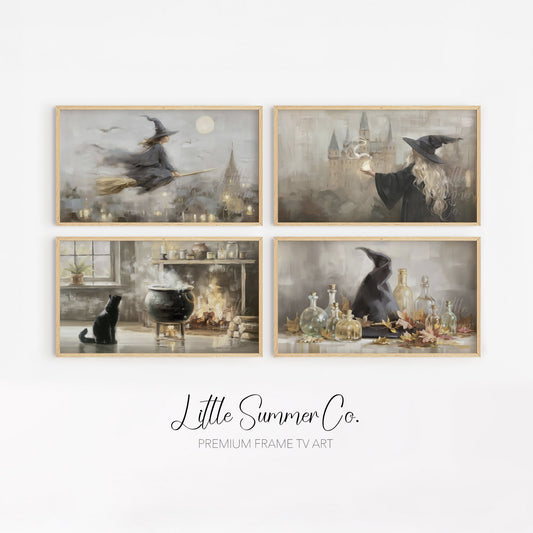 Spellbound Witch Scenes Frame TV Art Bundle displayed on a TV