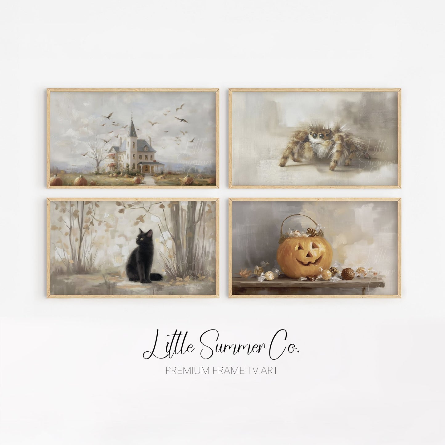 Haunted Harvest Scenes Frame TV Art Bundle displayed on a TV