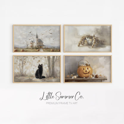 Haunted Harvest Scenes Frame TV Art Bundle displayed on a TV