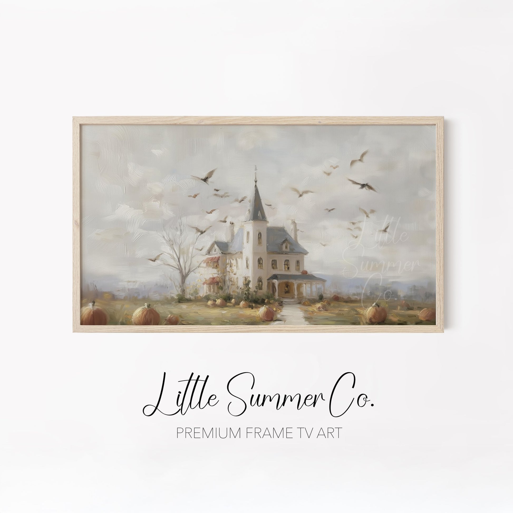 Haunted Harvest Scenes Frame TV Art Bundle displayed on a TV