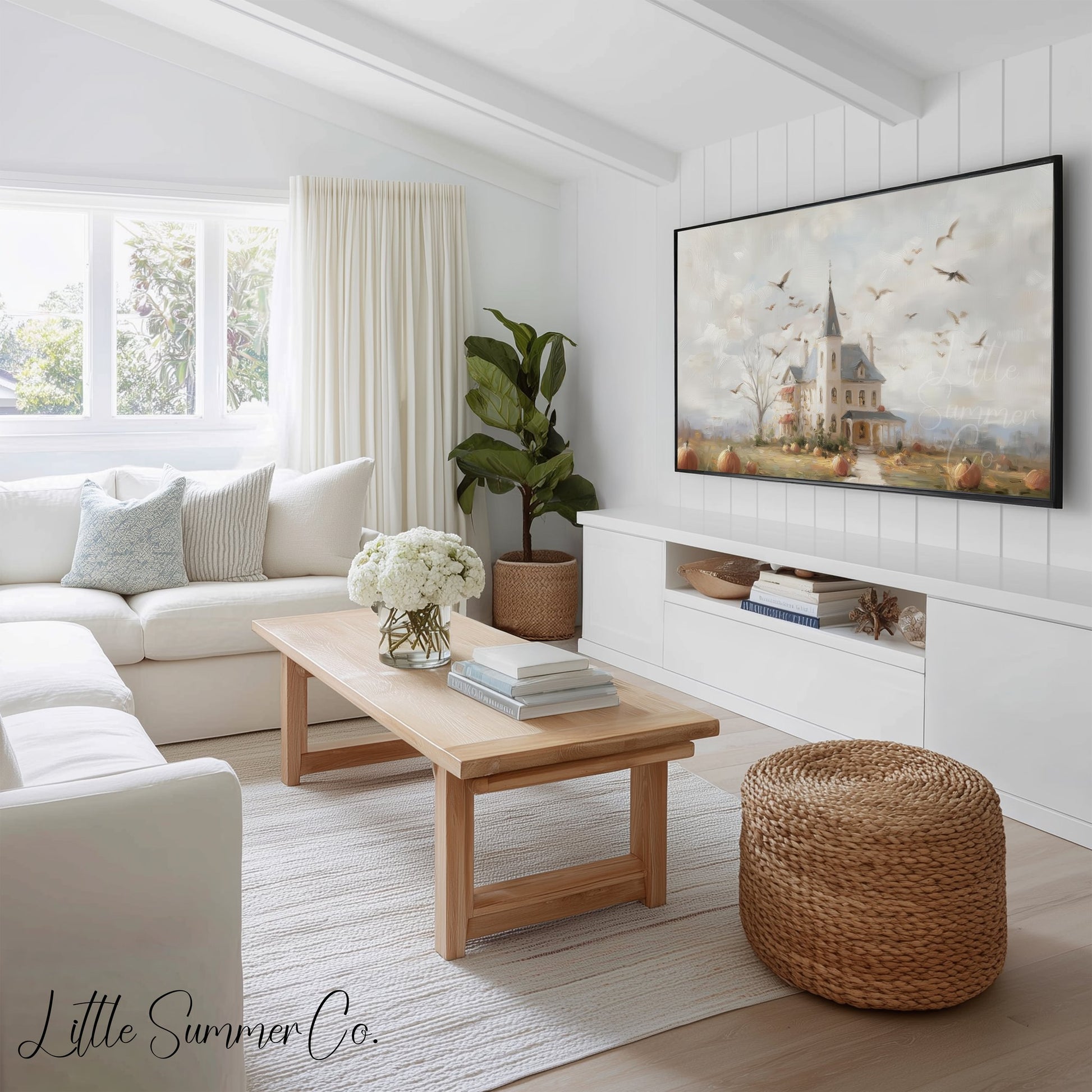 Haunted Harvest Scenes Frame TV Art Bundle displayed on a TV