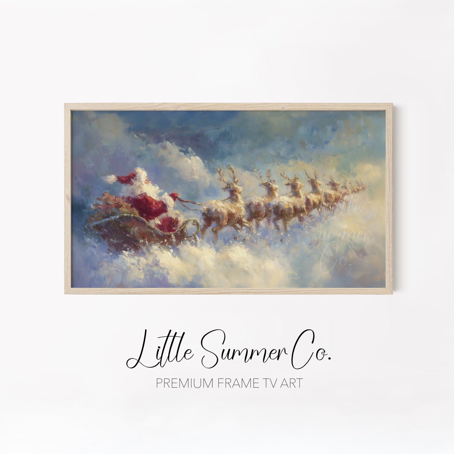 Santa and Reindeer Frame TV Art Bundle displayed on a TV