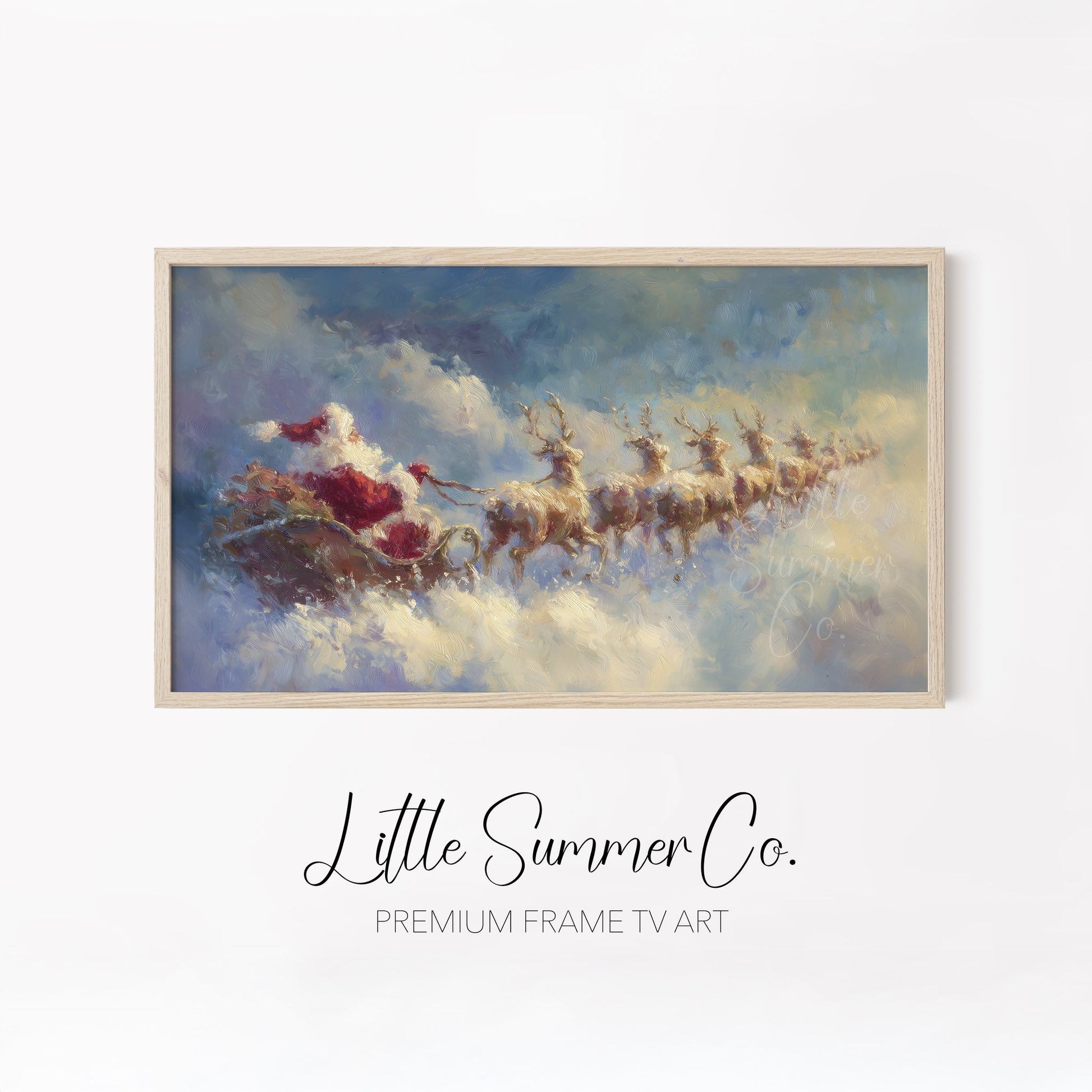 Santa and Reindeer Frame TV Art Bundle displayed on a TV