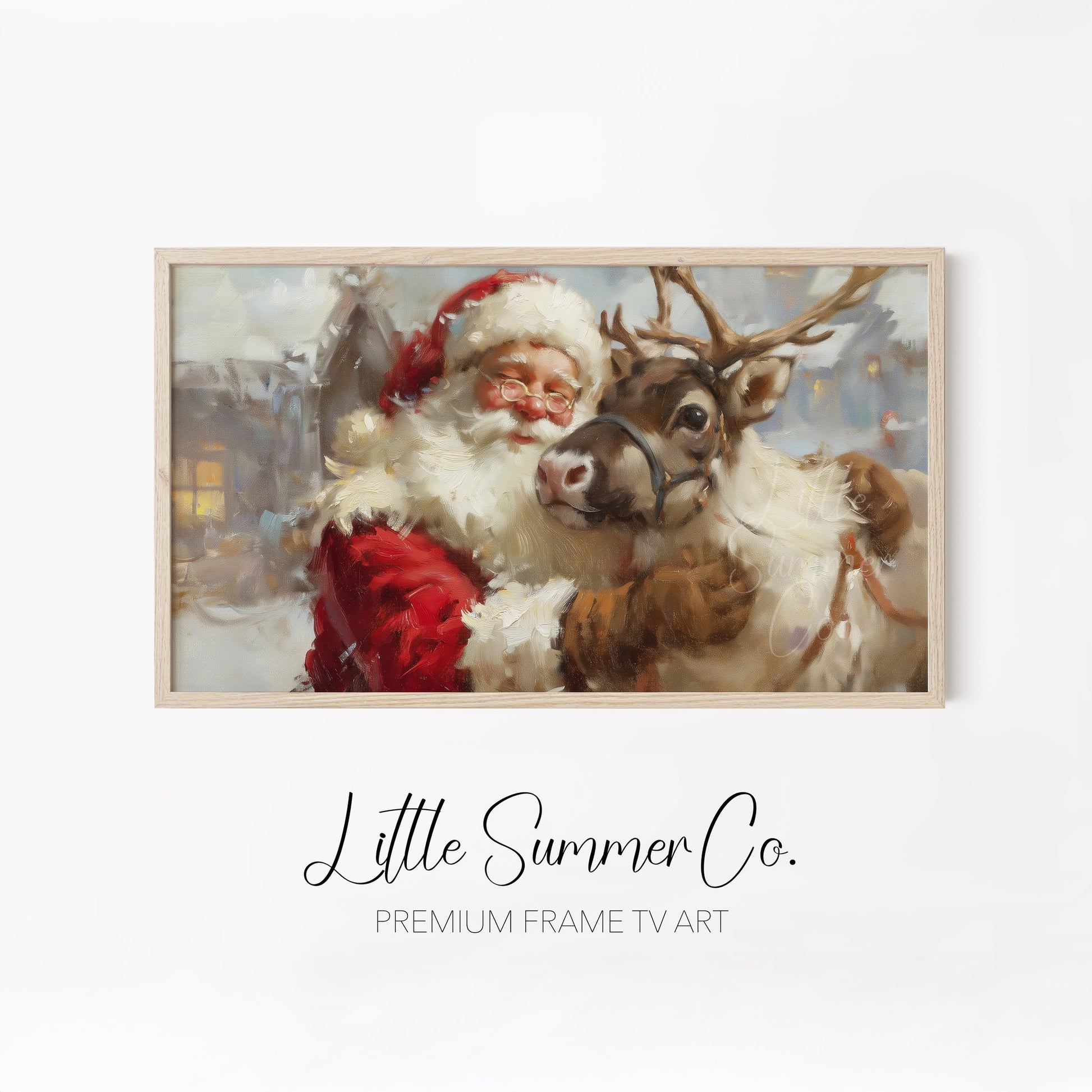 Santa and Reindeer Frame TV Art Bundle displayed on a TV