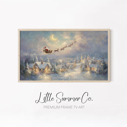 Santa and Reindeer Frame TV Art Bundle displayed on a TV