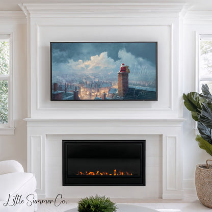 Santa and Reindeer Frame TV Art Bundle displayed on a TV