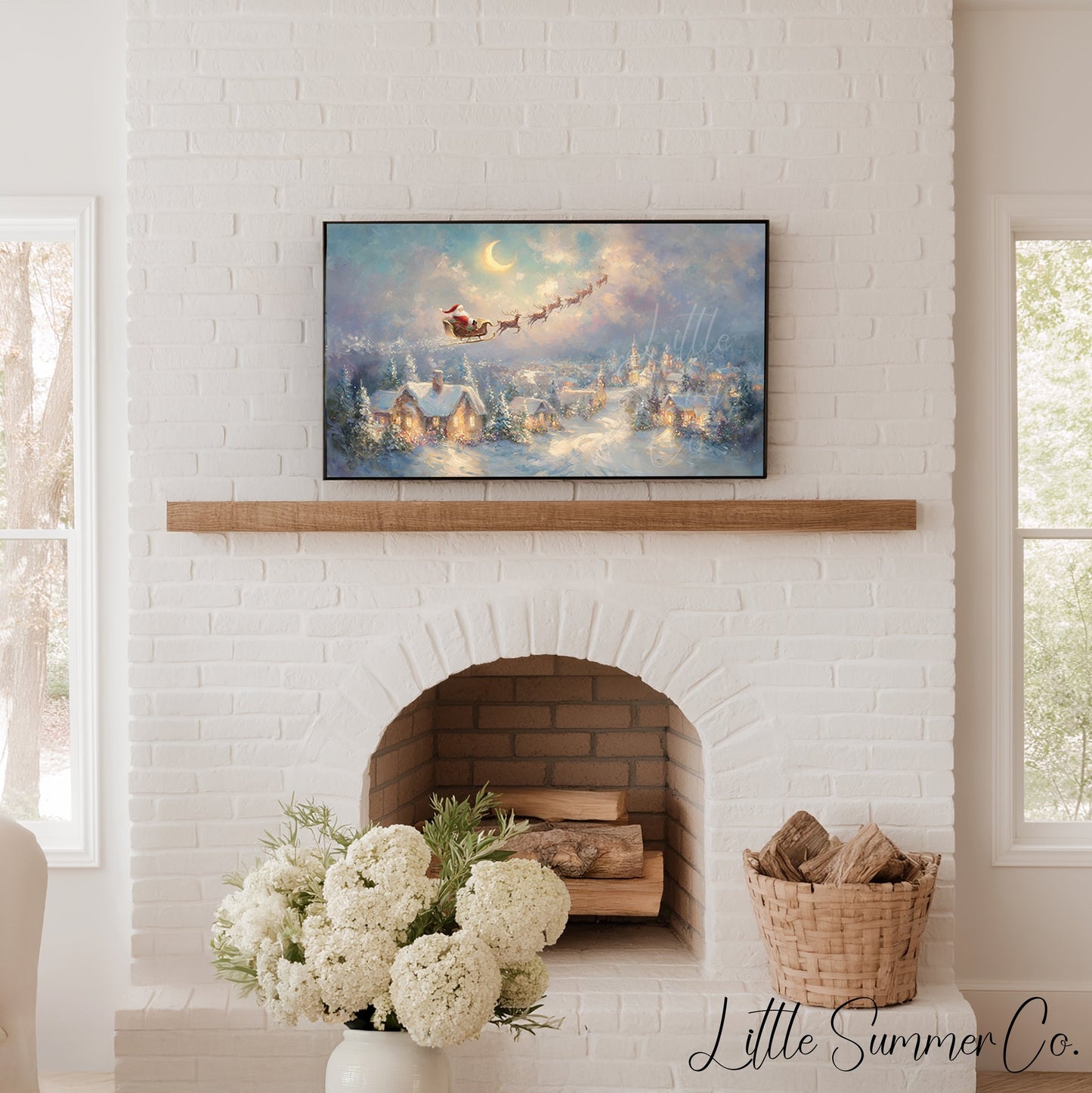 Santa and Reindeer Frame TV Art Bundle displayed on a TV