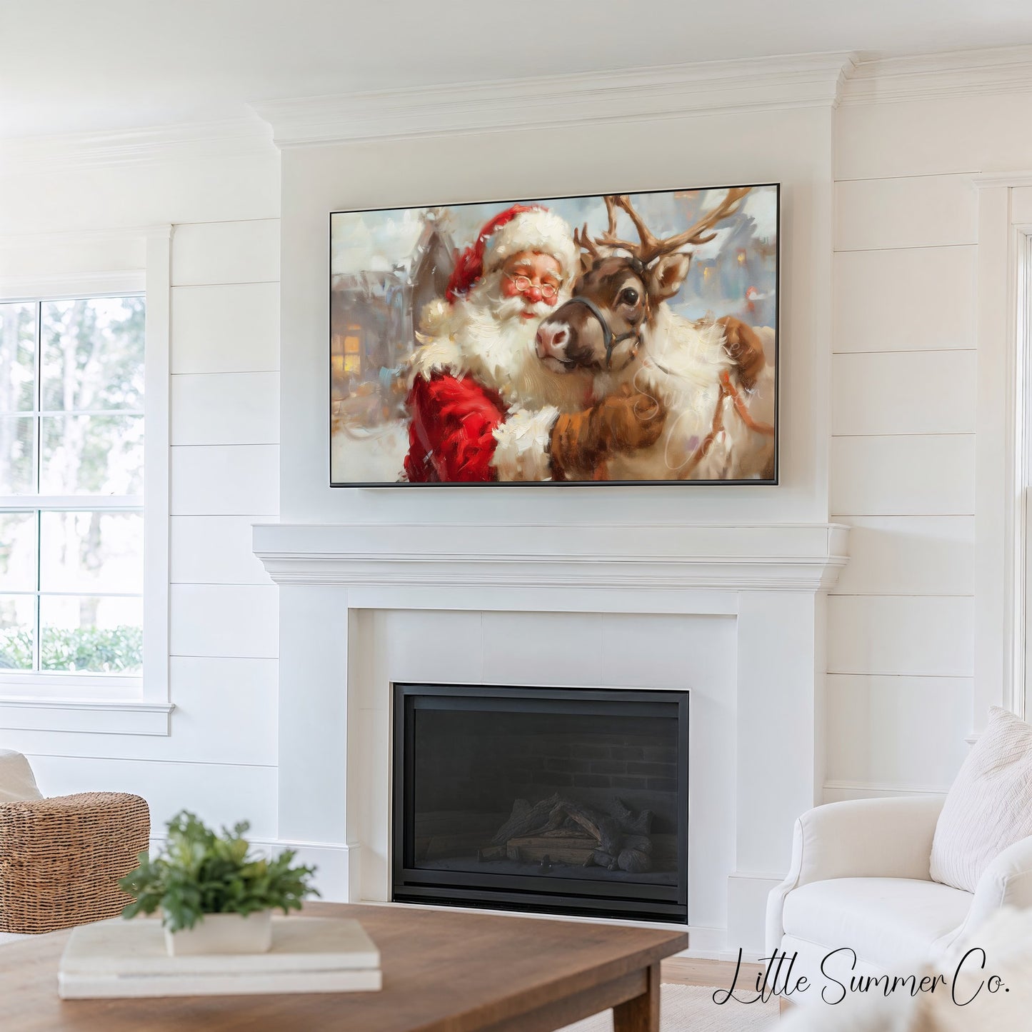 Santa and Reindeer Frame TV Art Bundle displayed on a TV