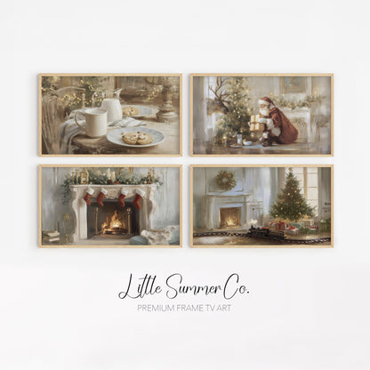 Cozy Holiday Home Scenes Frame TV Art Bundle displayed on a TV