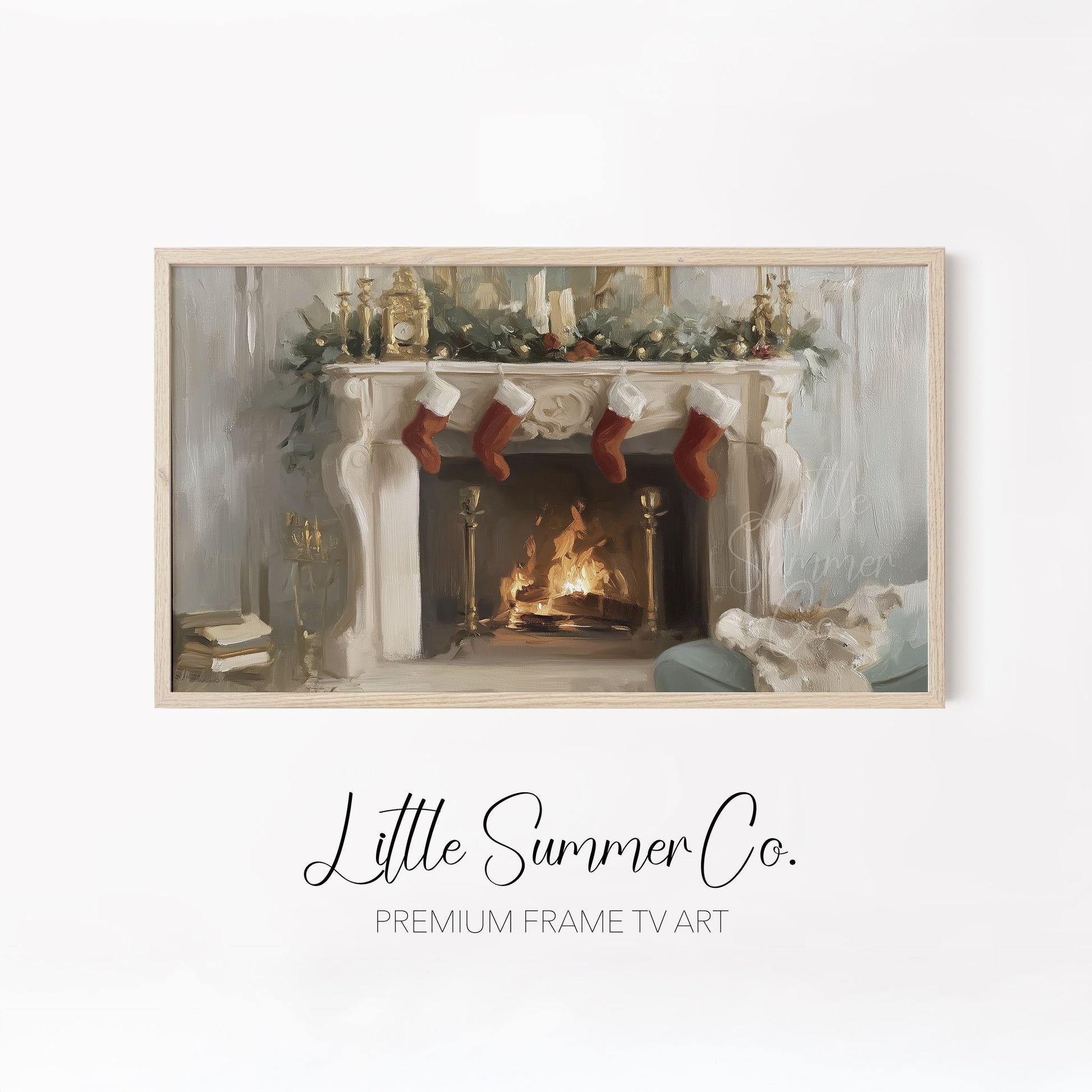 Cozy Holiday Home Scenes Frame TV Art Bundle displayed on a TV