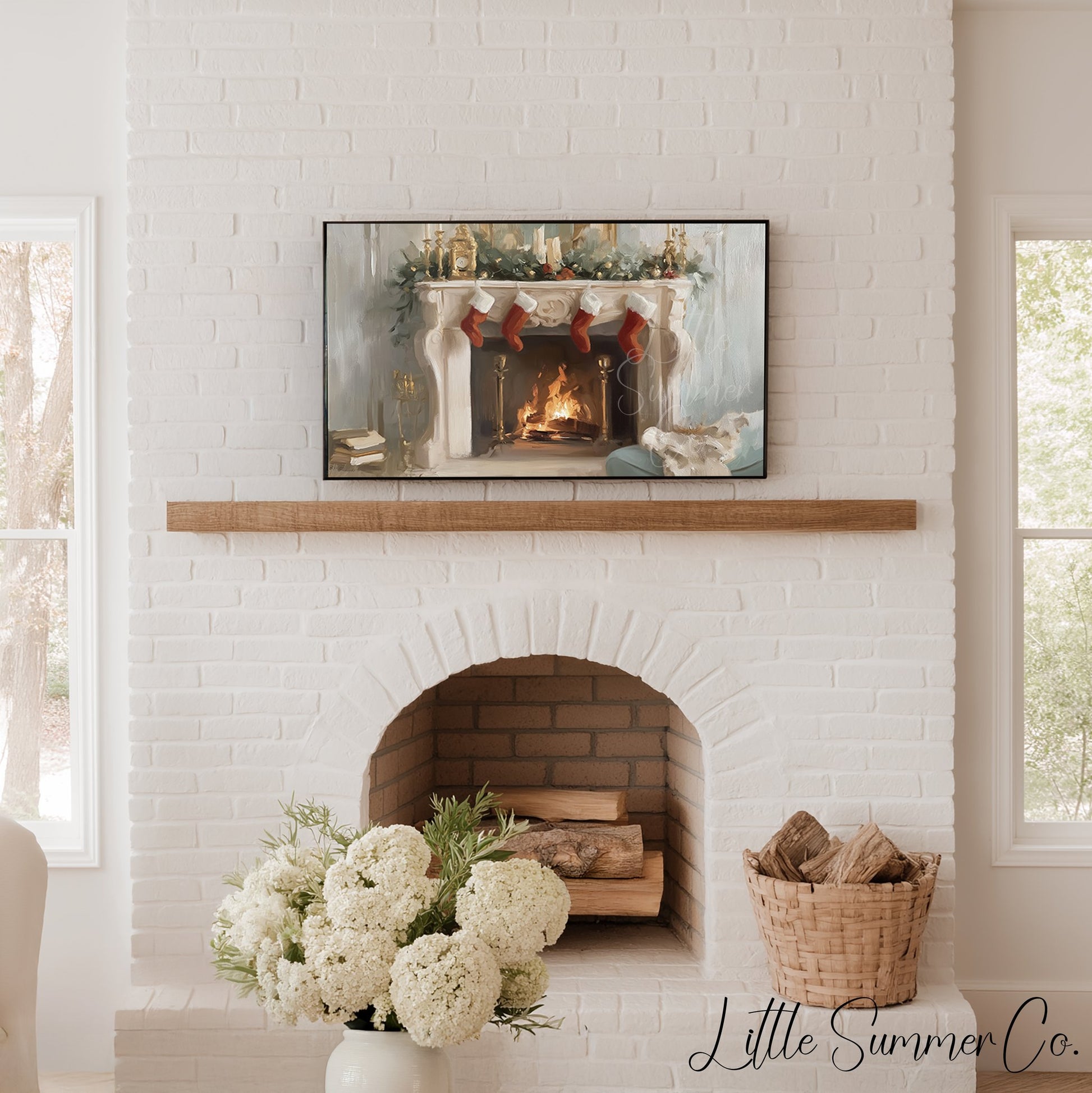 Cozy Holiday Home Scenes Frame TV Art Bundle displayed on a TV