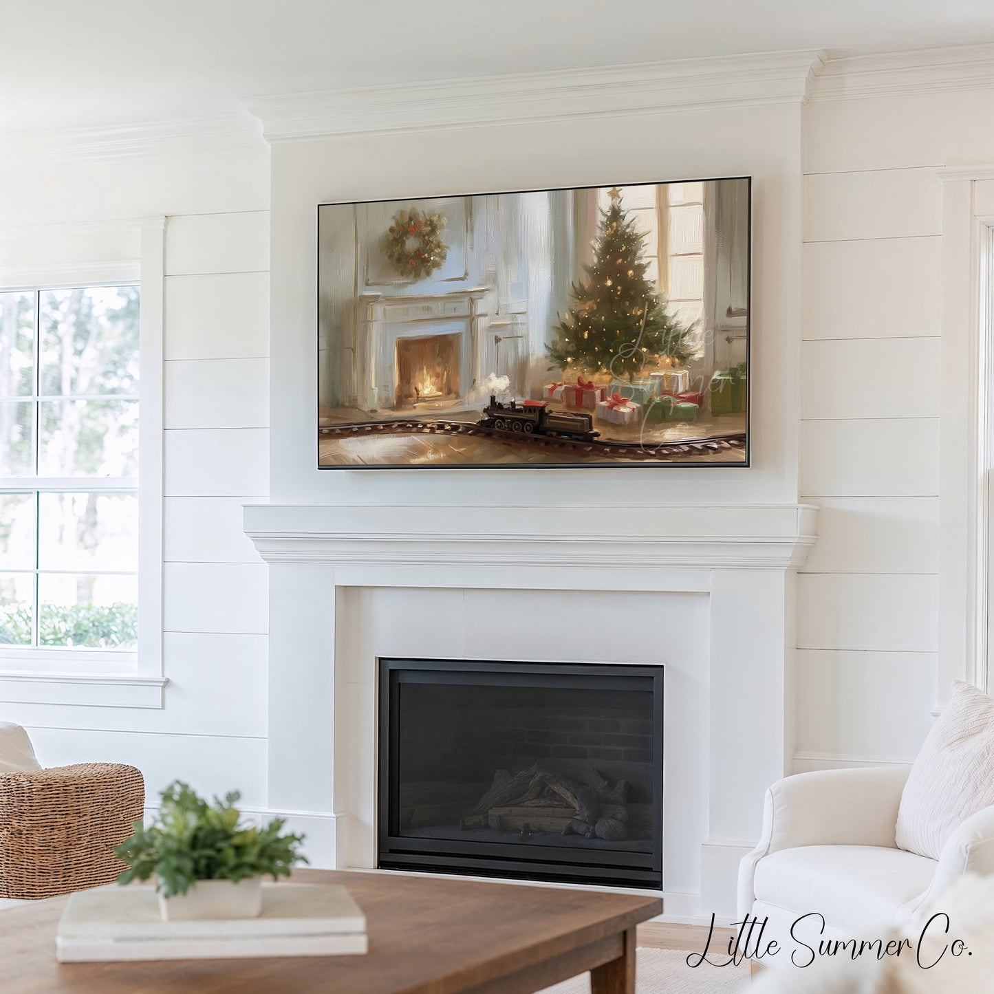 Cozy Holiday Home Scenes Frame TV Art Bundle displayed on a TV