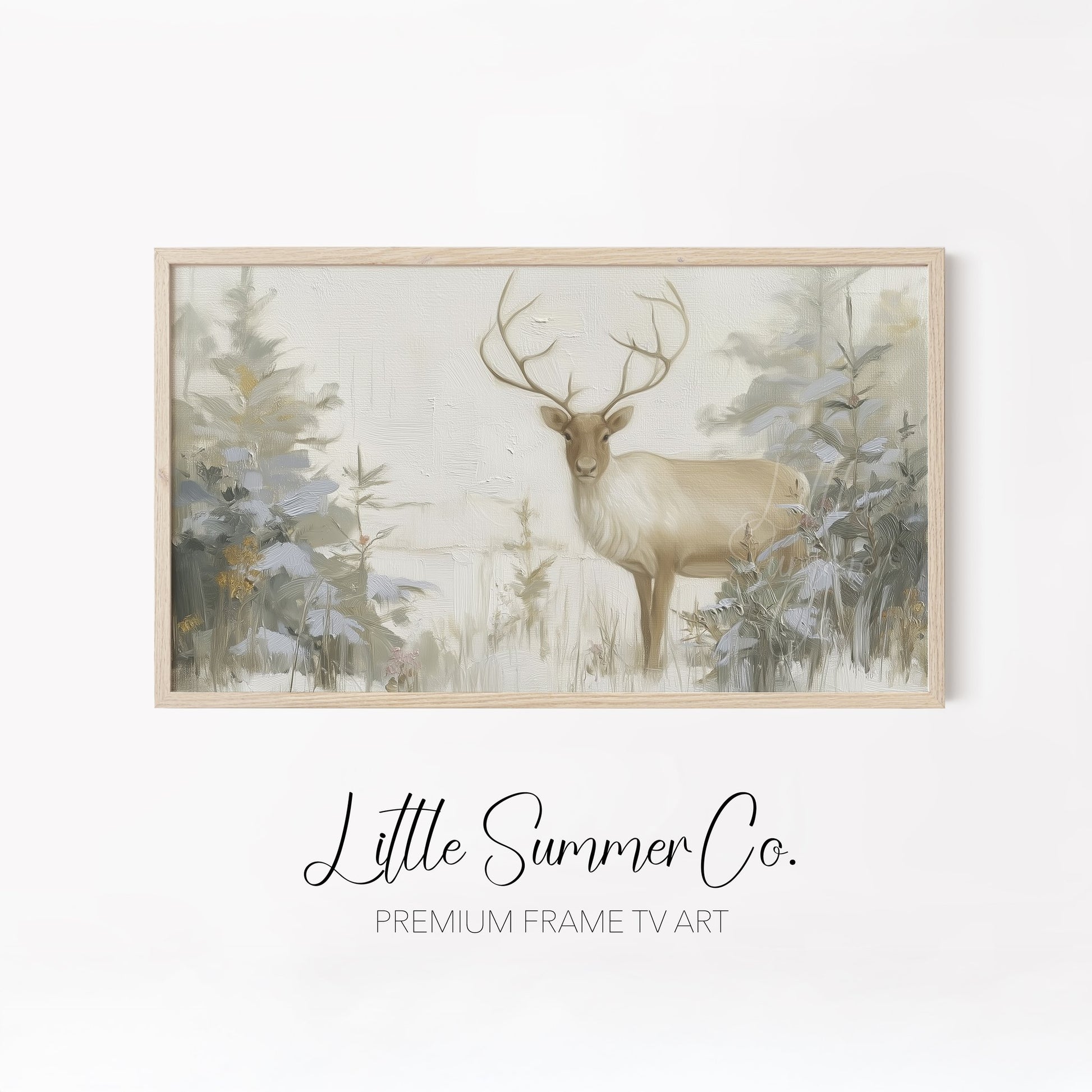 Winter Reindeer Forest Frame TV Art Bundle displayed on a TV