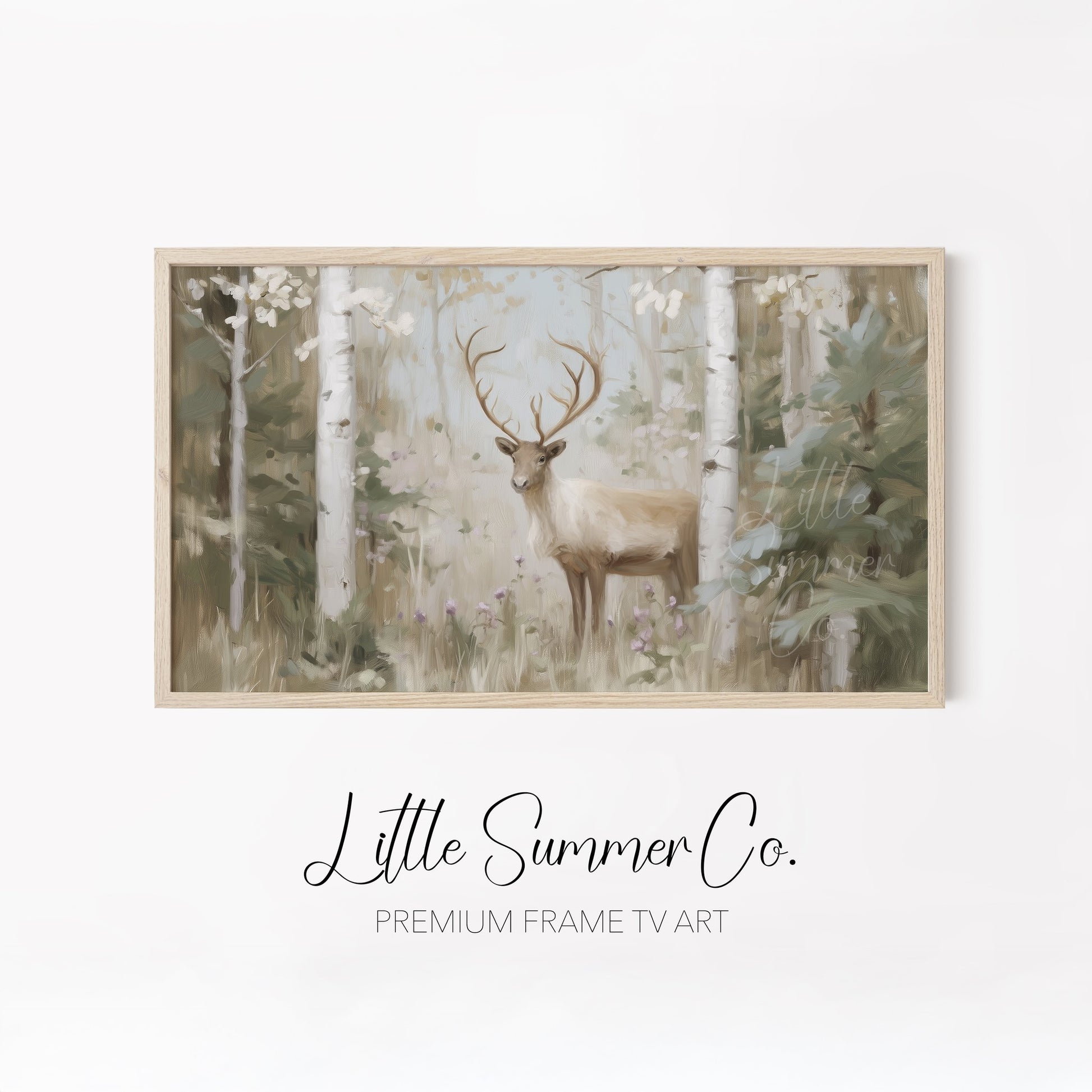 Winter Reindeer Forest Frame TV Art Bundle displayed on a TV