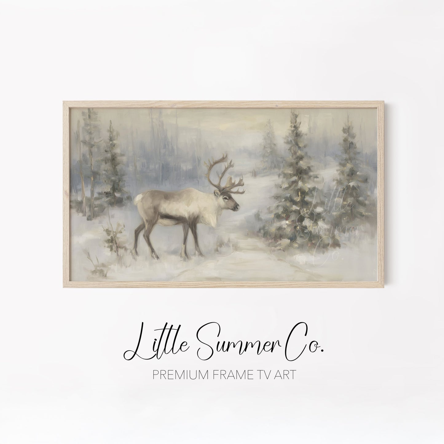 Winter Reindeer Forest Frame TV Art Bundle displayed on a TV