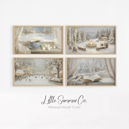 Cozy Winter Escape Frame TV Art Bundle displayed on a TV