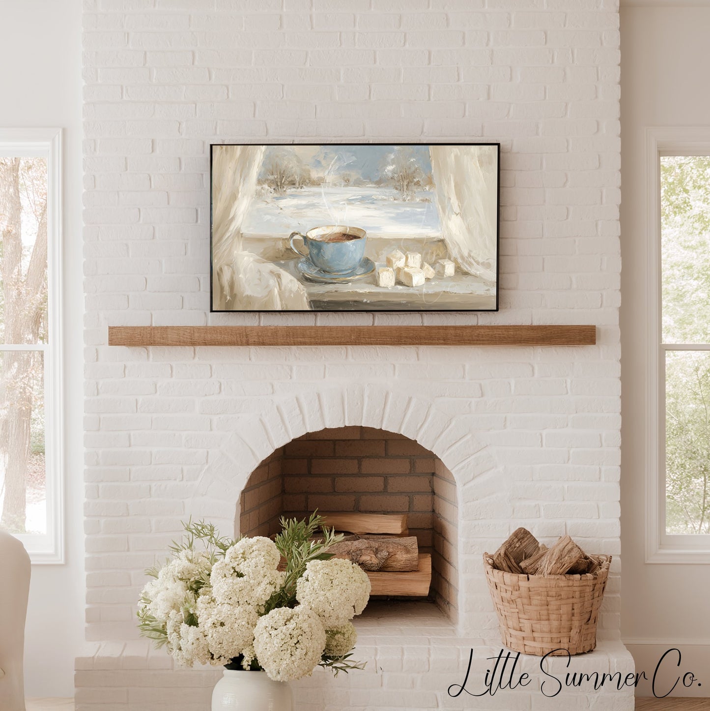 Cozy Winter Escape Frame TV Art Bundle displayed on a TV