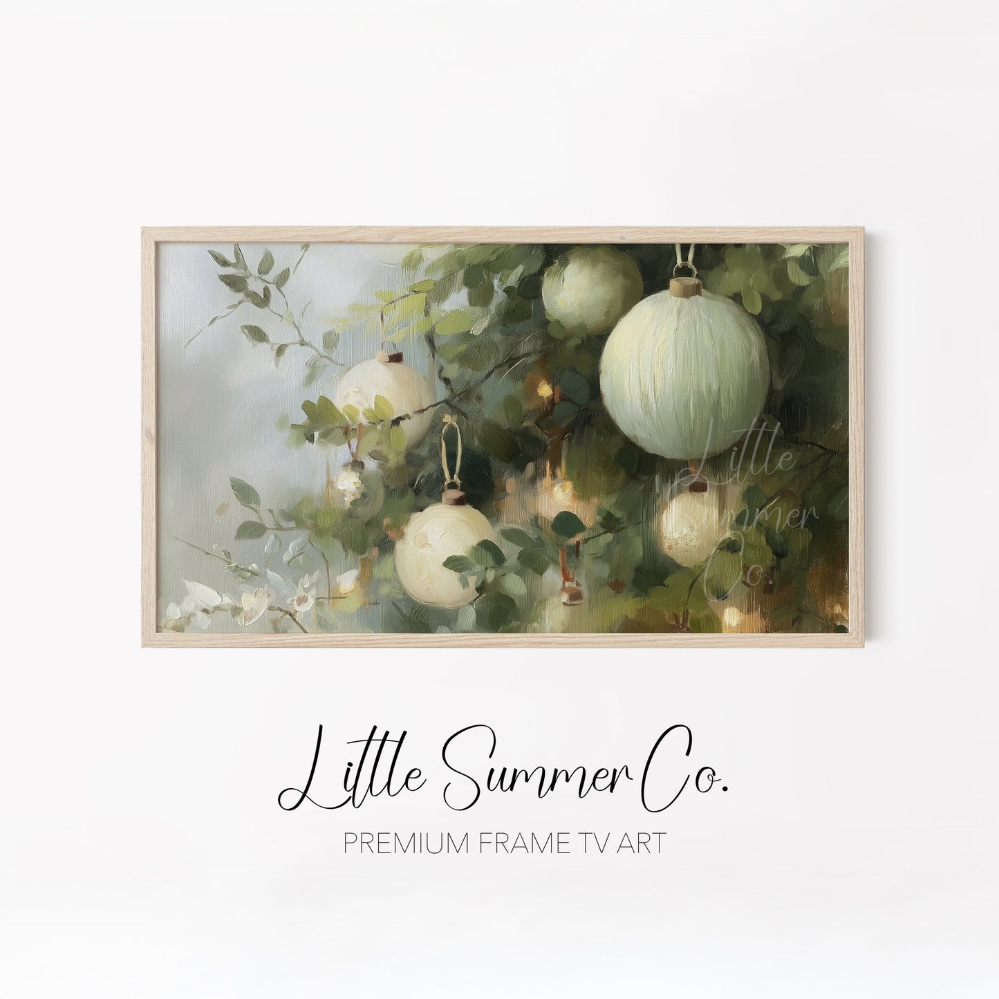Glowing Ornament Branches Frame TV Art Bundle displayed on a TV