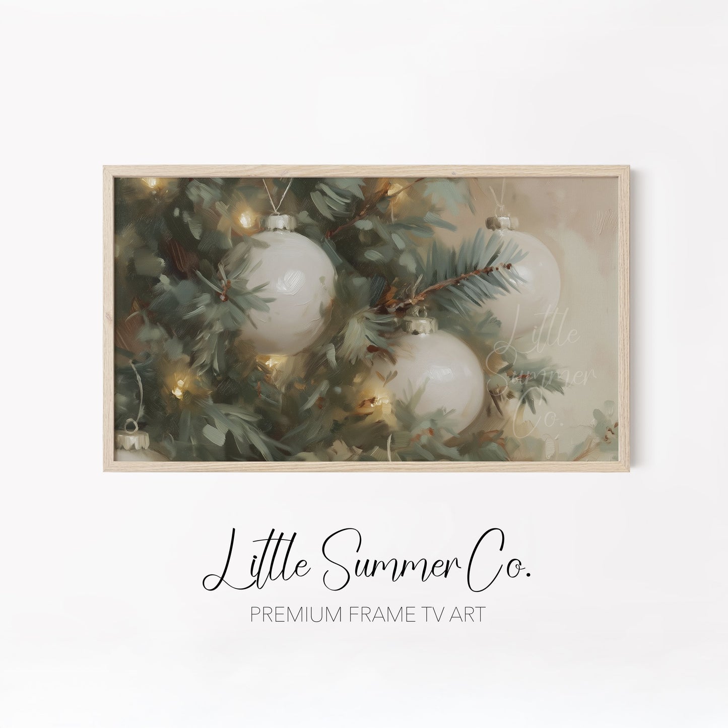 Glowing Ornament Branches Frame TV Art Bundle displayed on a TV
