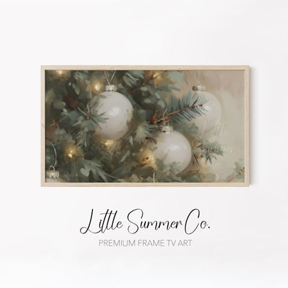 Glowing Ornament Branches Frame TV Art Bundle displayed on a TV