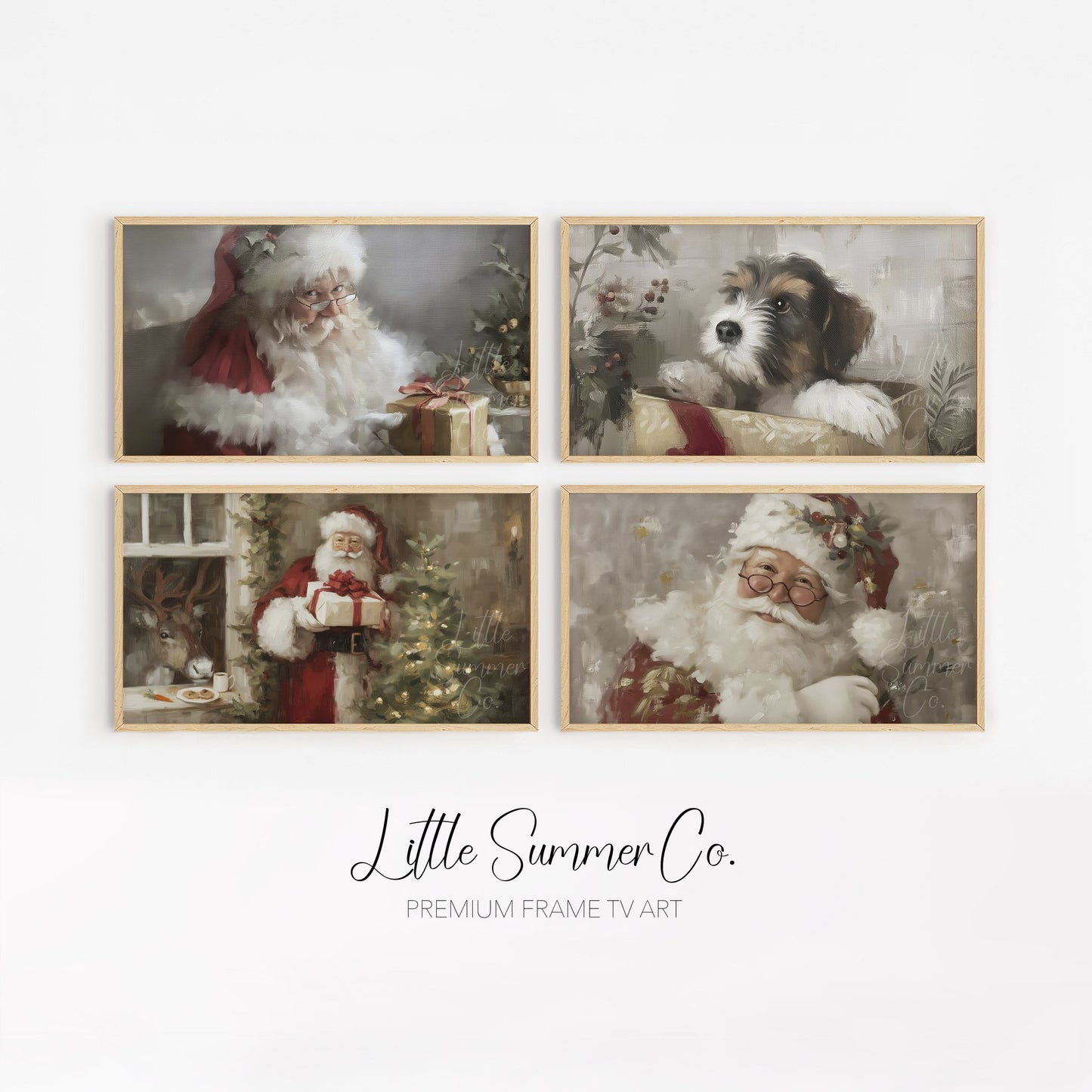 Festive Santa And Friends Frame TV Art Bundle displayed on a TV