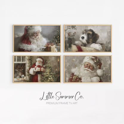 Festive Santa And Friends Frame TV Art Bundle displayed on a TV