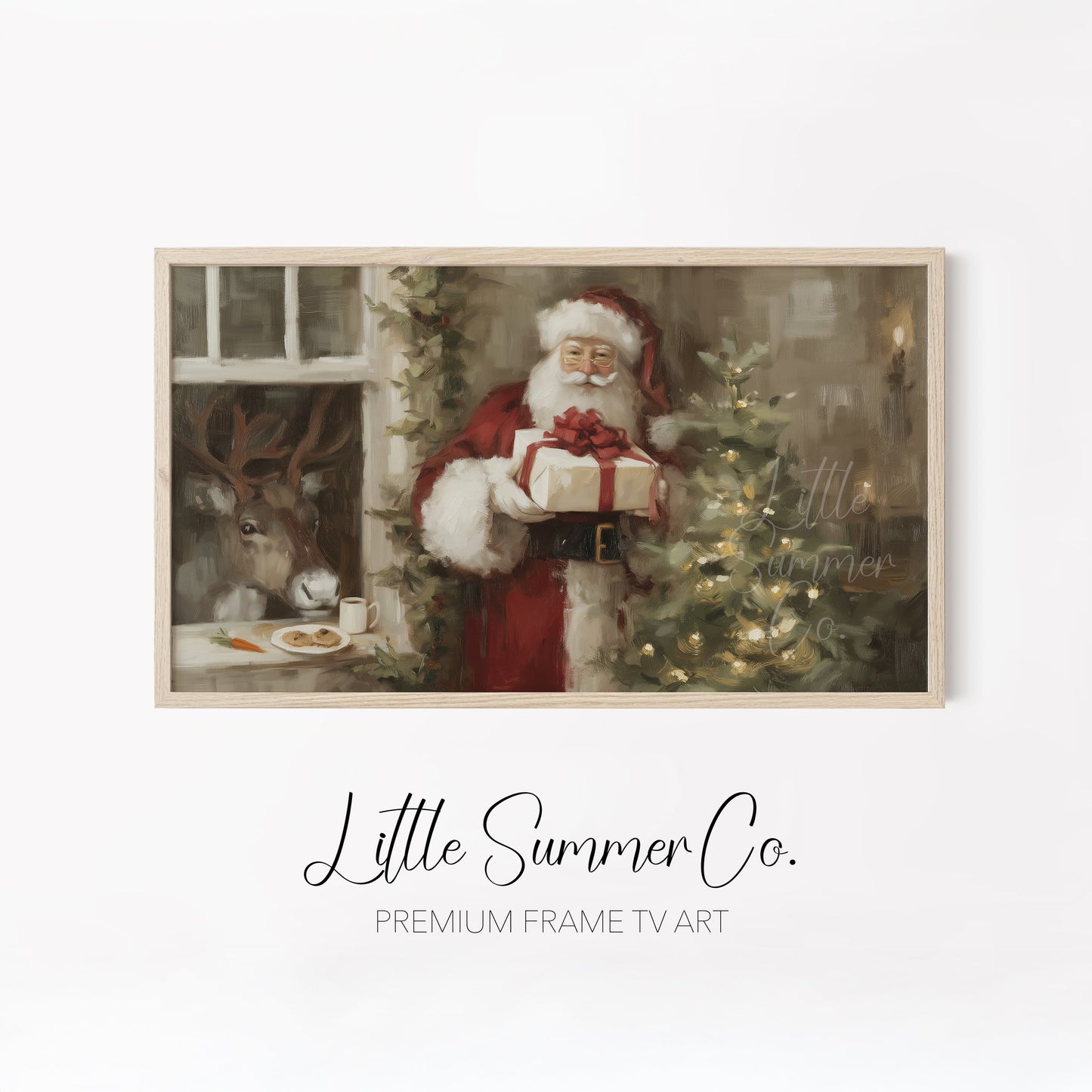 Festive Santa And Friends Frame TV Art Bundle displayed on a TV