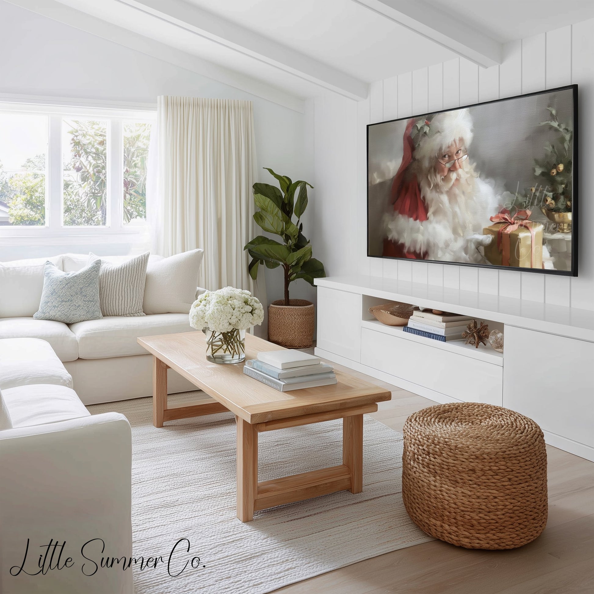 Festive Santa And Friends Frame TV Art Bundle displayed on a TV