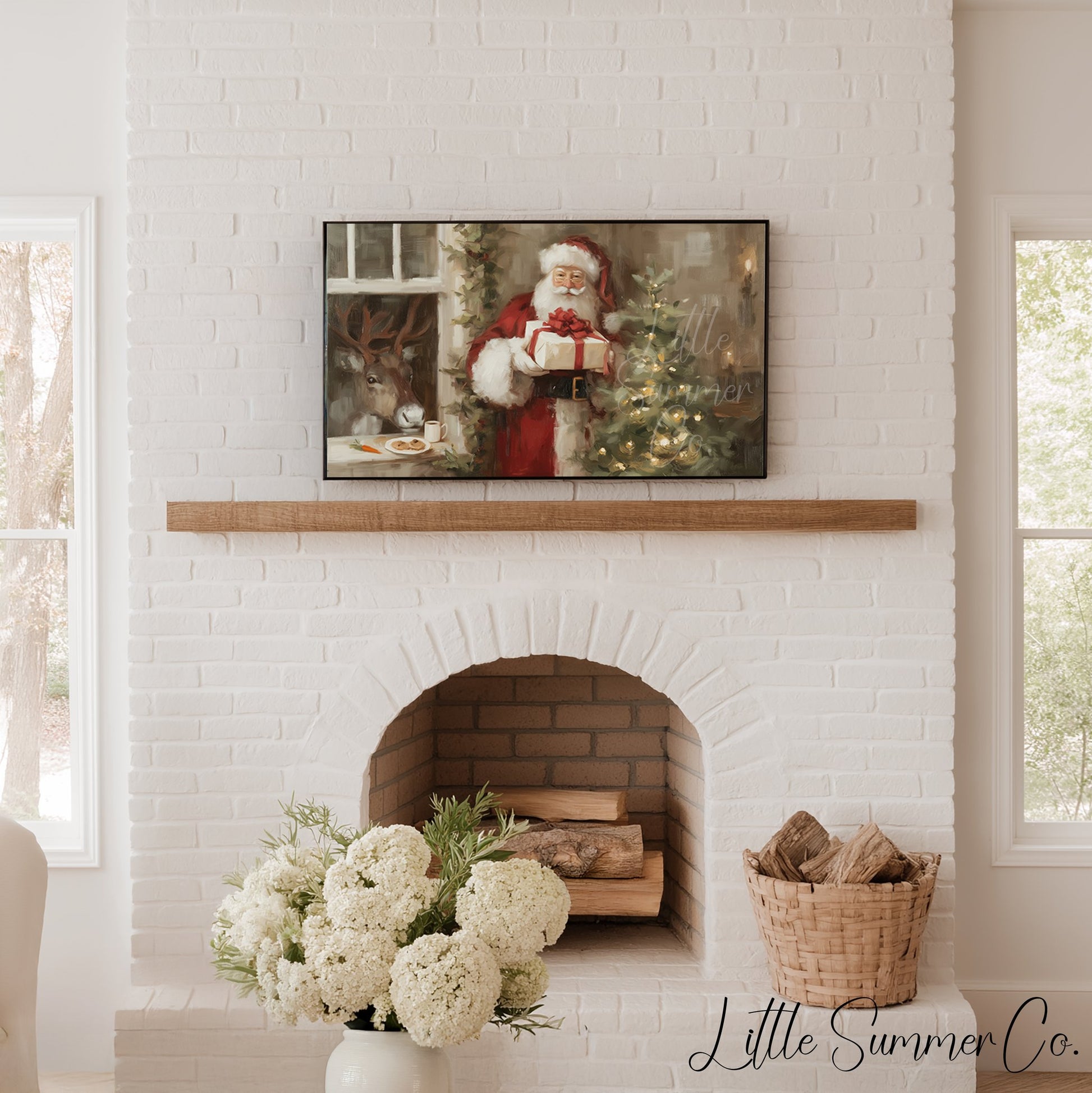 Festive Santa And Friends Frame TV Art Bundle displayed on a TV