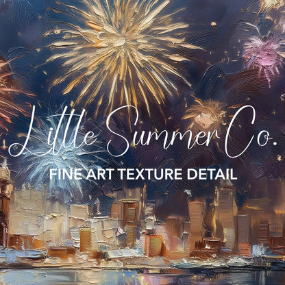 City Skyline Fireworks Frame TV Art Bundle displayed on a TV
