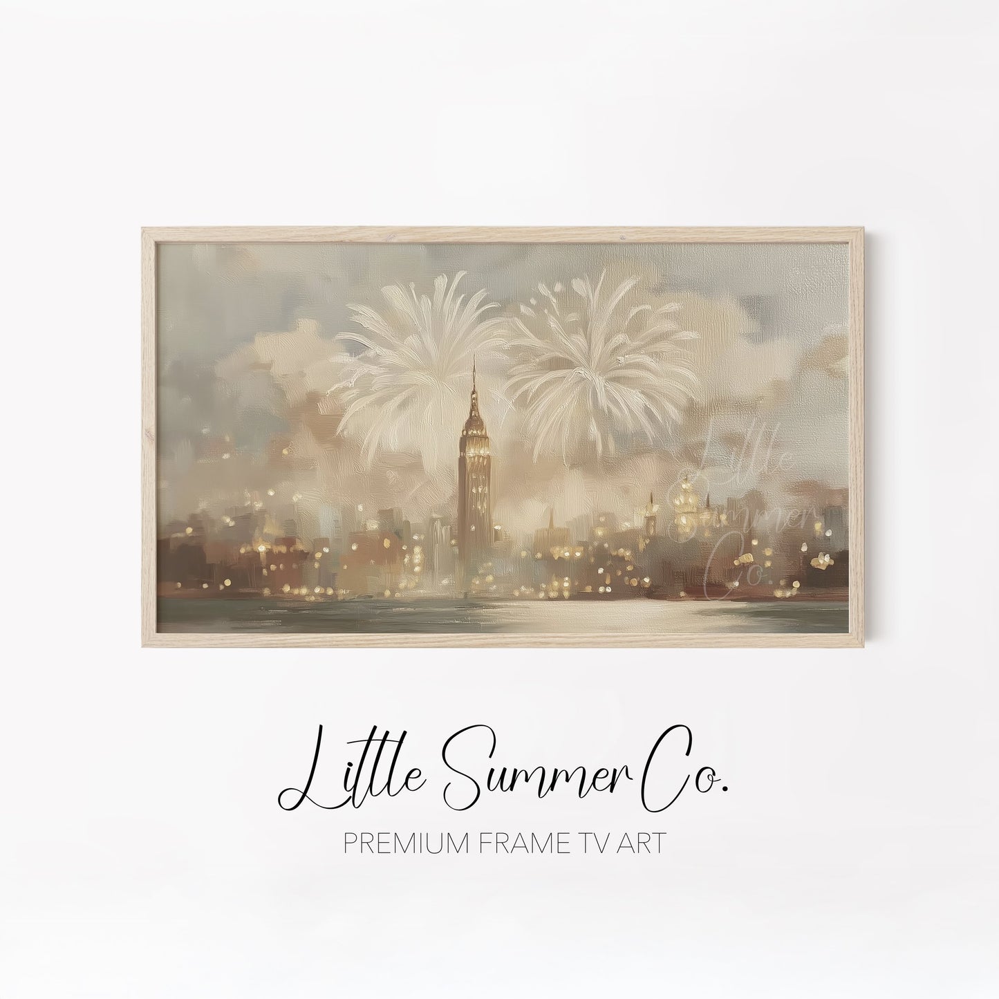 World City Fireworks Frame TV Art Bundle displayed on a TV