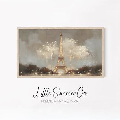 World City Fireworks Frame TV Art Bundle displayed on a TV