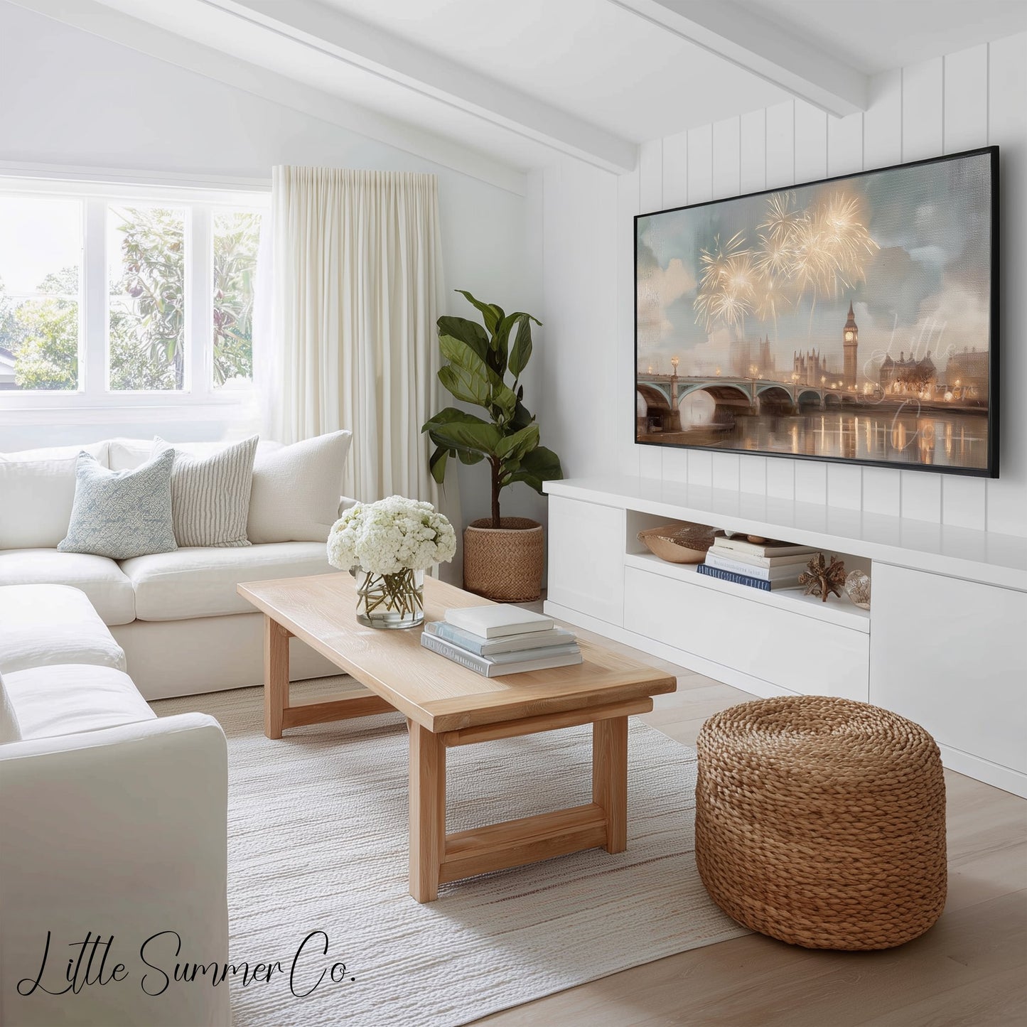 World City Fireworks Frame TV Art Bundle displayed on a TV